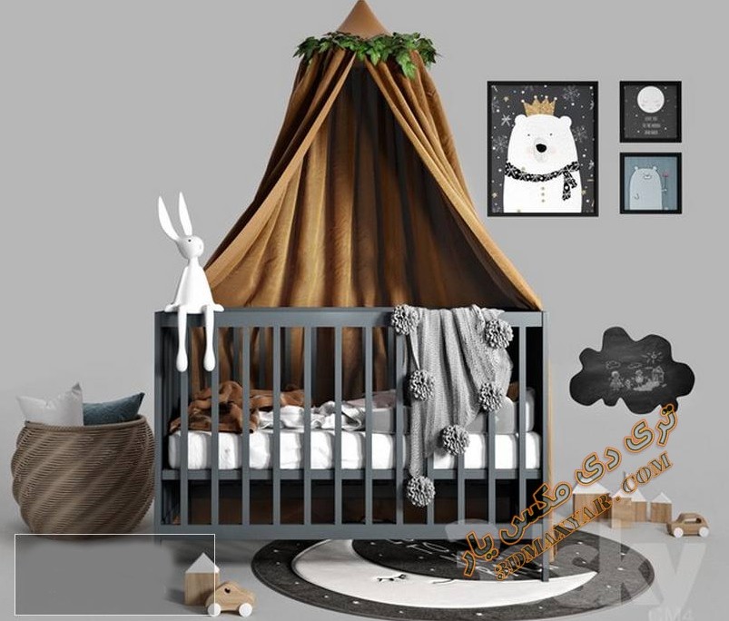 آبجکت تخت خواب کودک - 3dmaxyar.com