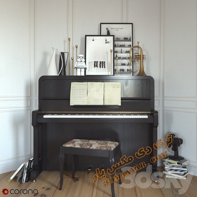 آبجکت لوازم موسیقی (پیانو)-3dmaxyar.com