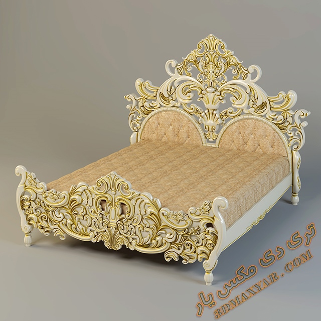 آبجکت تخت خواب کلاسیک برای تری دی مکس- 3dmaxyar.com