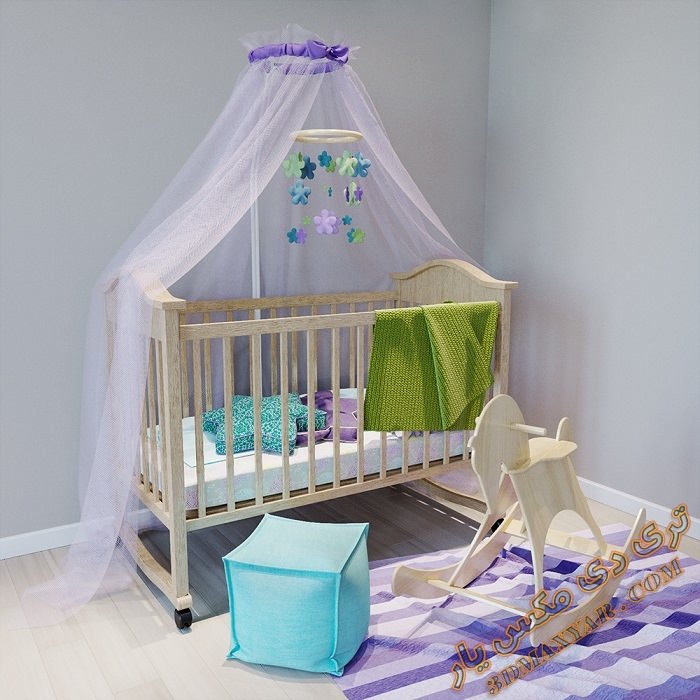 آبجکت تخت خواب کودک برای تری دی مکس - 3dmaxyar.com