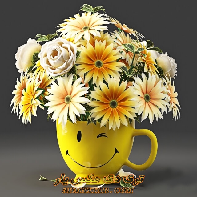 آبجکت گلدان برای تری دی مکس -3dmaxyar.com