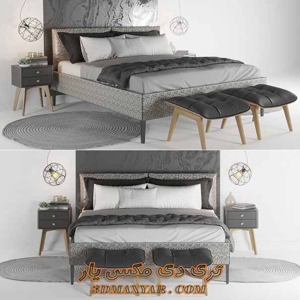 آبجکت تخت خواب مدرن برای تری دی مکس-3dmaxyar.com