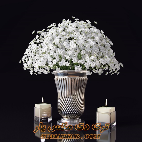 آبجکت گلدان با گیاهان طبیعی برای تری دی مکس-3dmaxyar.com