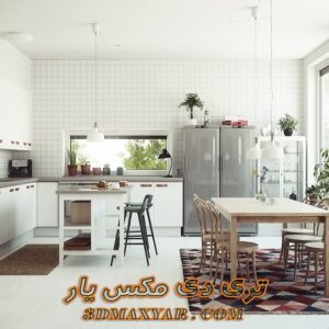 پروژه آماده آشپزخانه و ناهارخوری کلاسیک برای تری دی مکس-3dmaxyar.com