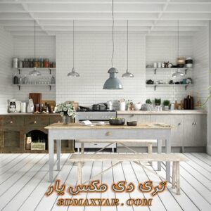 پروژه آماده آشپزخانه و ناهارخوری برای تری دی مکس-3dmaxyar.com