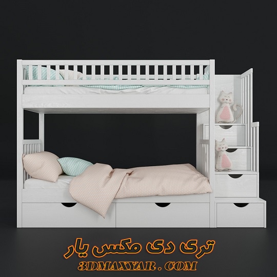 آبجکت تخت خواب کودک برای تری دی مکس -3dmaxyar.com