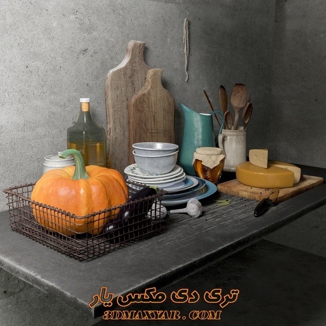 آبجکت ظروف آشپزخانه برای تری دی مکس -3dmaxyar.com