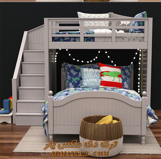 آبجکت تخت خواب کودک برای تری دی مکس -3dmaxyar.com