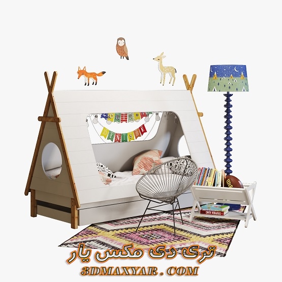 آبجکت تختخواب کودک برای تری دی مکس -3dmaxyar.com