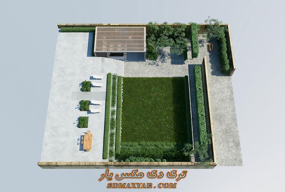پروژه آماده باغ ویلا برای تری دی مکس-3dmaxyar.com